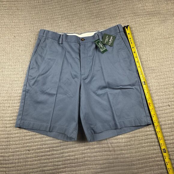 NWT LL Bean Double L Short Men 34 Blue Chino 8" Flat Front Golf Outdoor - Picture 2 of 8